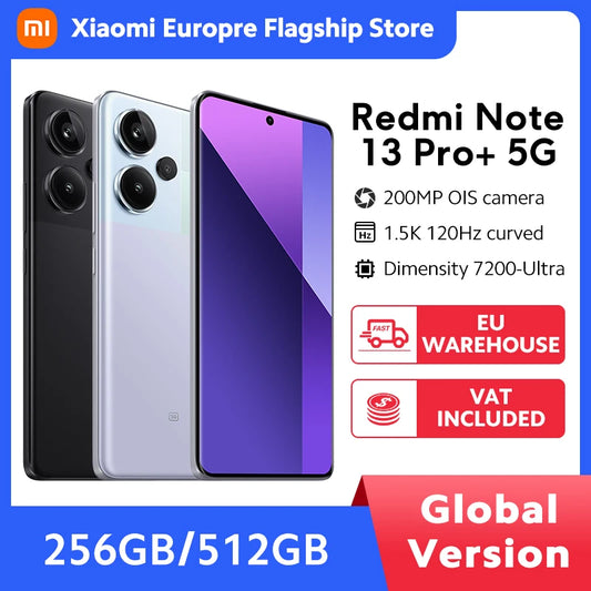 Globalna wersja Xiaomi Redmi Note 13 Pro Plus 5G Smartphone 256 GB / 512 GB ROM 200 MP OIS Aparat 120 W HyperCharge 6,67" AMOLED