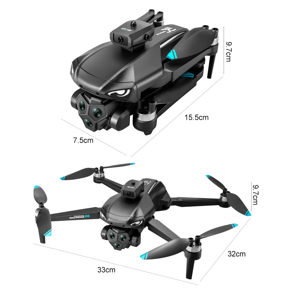 Drones with HD Three Cameras M33 360°Obstacle Avoidance Zoom Screen RC WIFI 20Min ESC  Brushless FPV Drone Toys