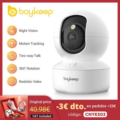 Boykeep 2K Pet Dog Camera with Phone App, 5G/2.4GHz WiFi Indoor Security Baby Camera, 360° Pan & Tilt, 2-Way Audio, Night Vision