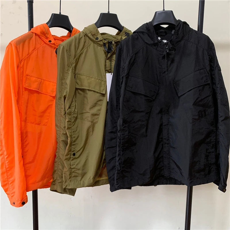 PFNW Menswear Casual Loose Fit Orange Kurtka z zamkiem błyskawicznym Wiosenny trend Nowa moda Niche Lekka kurtka z kapturem ze ściągaczem 28W5351