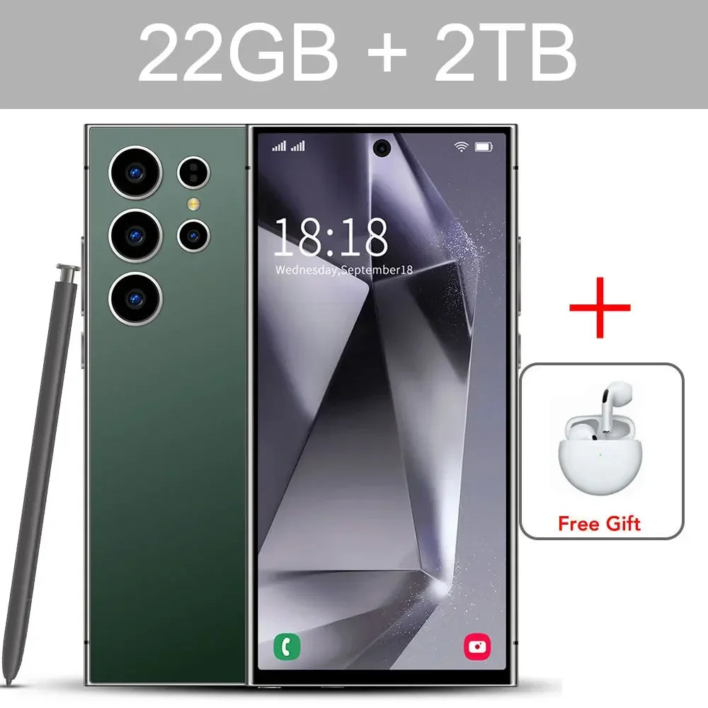 2024 S24 Ultra 7.3HD Global Version Telefony komórkowe Oryginalny smartfon 5G Dual SIM Android 14 Telefon komórkowy 7800mAh 108MP Telefony komórkowe