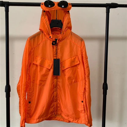 PFNW Menswear Casual Loose Fit Orange Kurtka z zamkiem błyskawicznym Wiosenny trend Nowa moda Niche Lekka kurtka z kapturem ze ściągaczem 28W5351