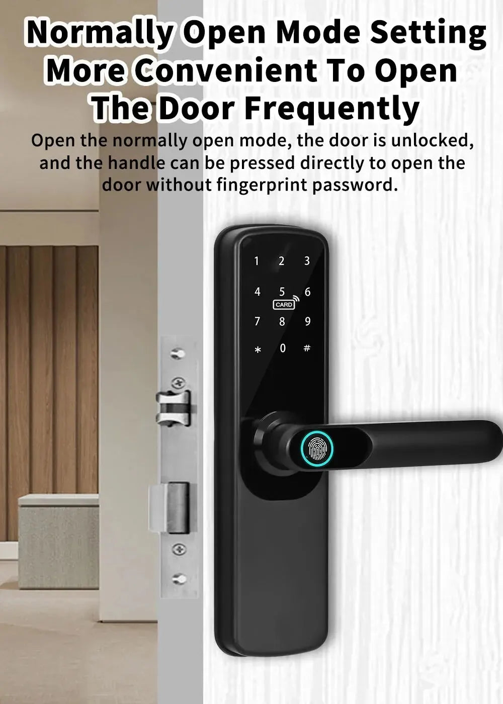 Electronic Smart Door Lock Tuya Wifi With Biometric Fingerprint / Smart Card / Password / Key Unlock/ USB Emergency Charge