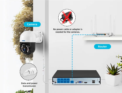 KERUI 4MP 8MP 2K 4K HD Wireless PTZ WIFI IP Security POE Camera System 4CH 8CH POE NVR Two Way Audio Video CCTV Surveillance Kit