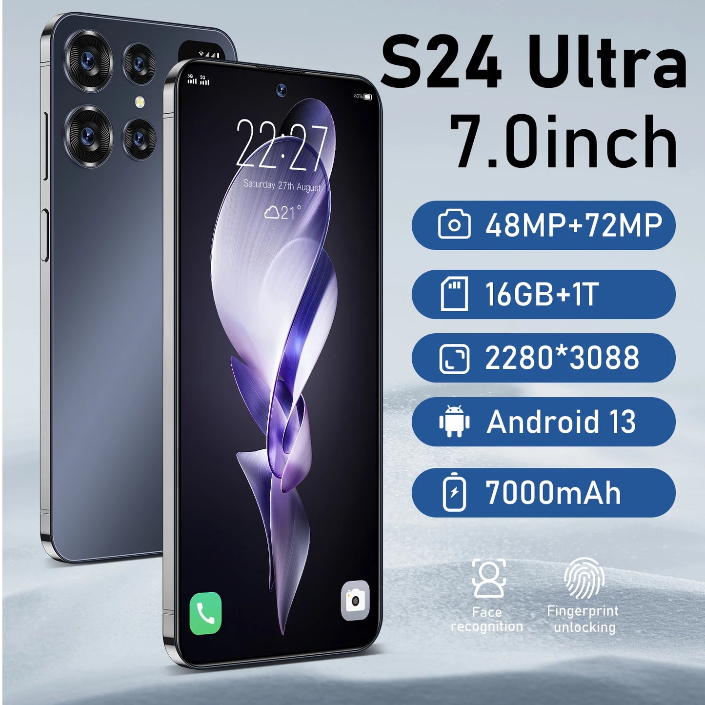 S24 Ultra Global Version Smartphone Snapdragon8 Gen2 16G+1T 7000mAh 48+72MP 4G/5G Android MobilePhone Dual SIM Face Unlock