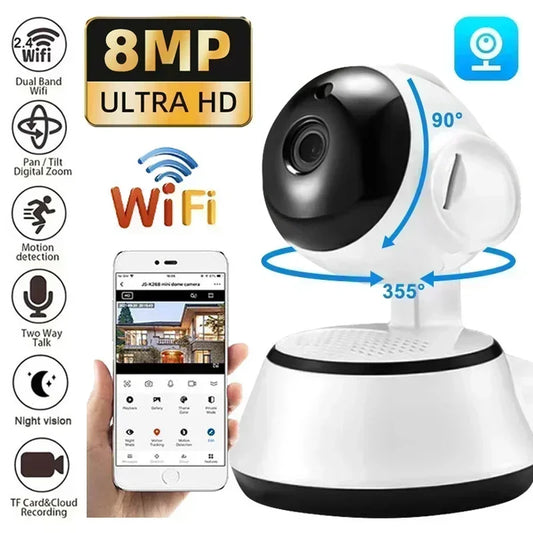 Kamera IP WiFi 8MP Monitor bezpieczeństwa Baby Monitor AI Kamera do śledzenia ludzi Kolorowa kamera wideo CCTV z noktowizorem do wnętrz