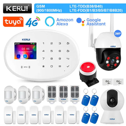 KERUI W204 Alarm System Kit 4G GSM WIFI Tuya Smart Home Alarm Work With Alexa Google Assistant Security Camera Motion Sensor