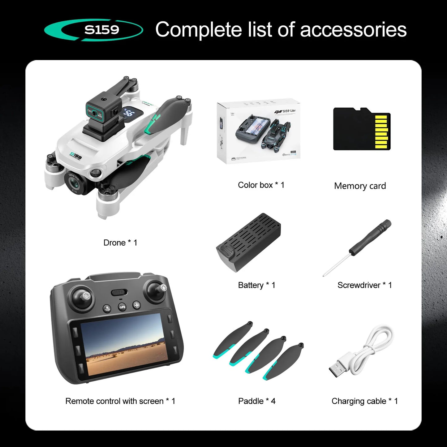 2024 New S159 Drone Professional 8k Camera Four-Axis Aerial Photography with Screen Remote Control 5G WIFI GPS FPV Dron RC 5000M