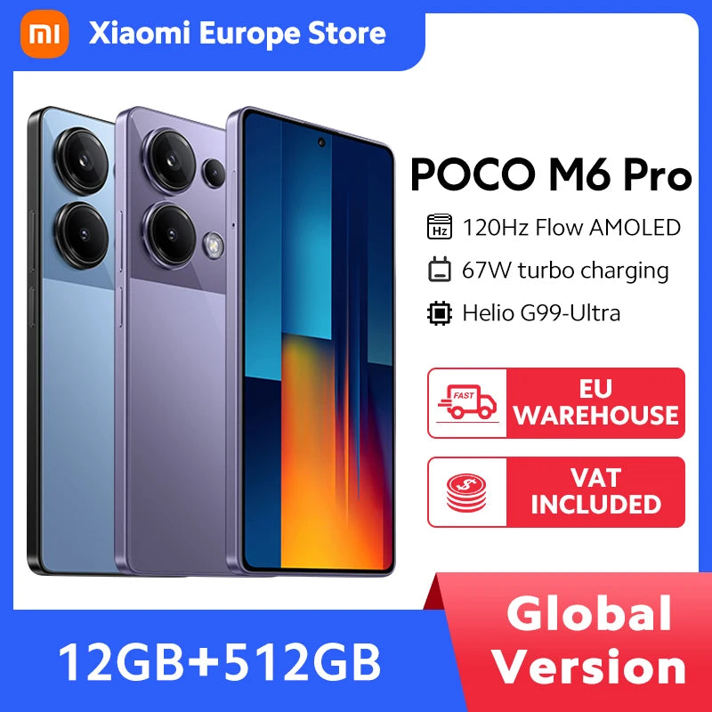 POCO M6 Pro Global Version Smartphone NFC Helio G99 Ultra 120Hz Flow AMOLED 64MP Triple Camera with OIS 67W turbo charging