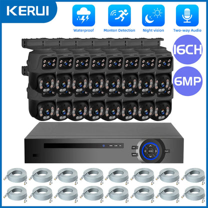 KERUI 3K 6MP Full HD Dual Lens PTZ WIFI IP Camera 16CH POE NVR Surveillance Camera System Home Security H.265 CCTV Video