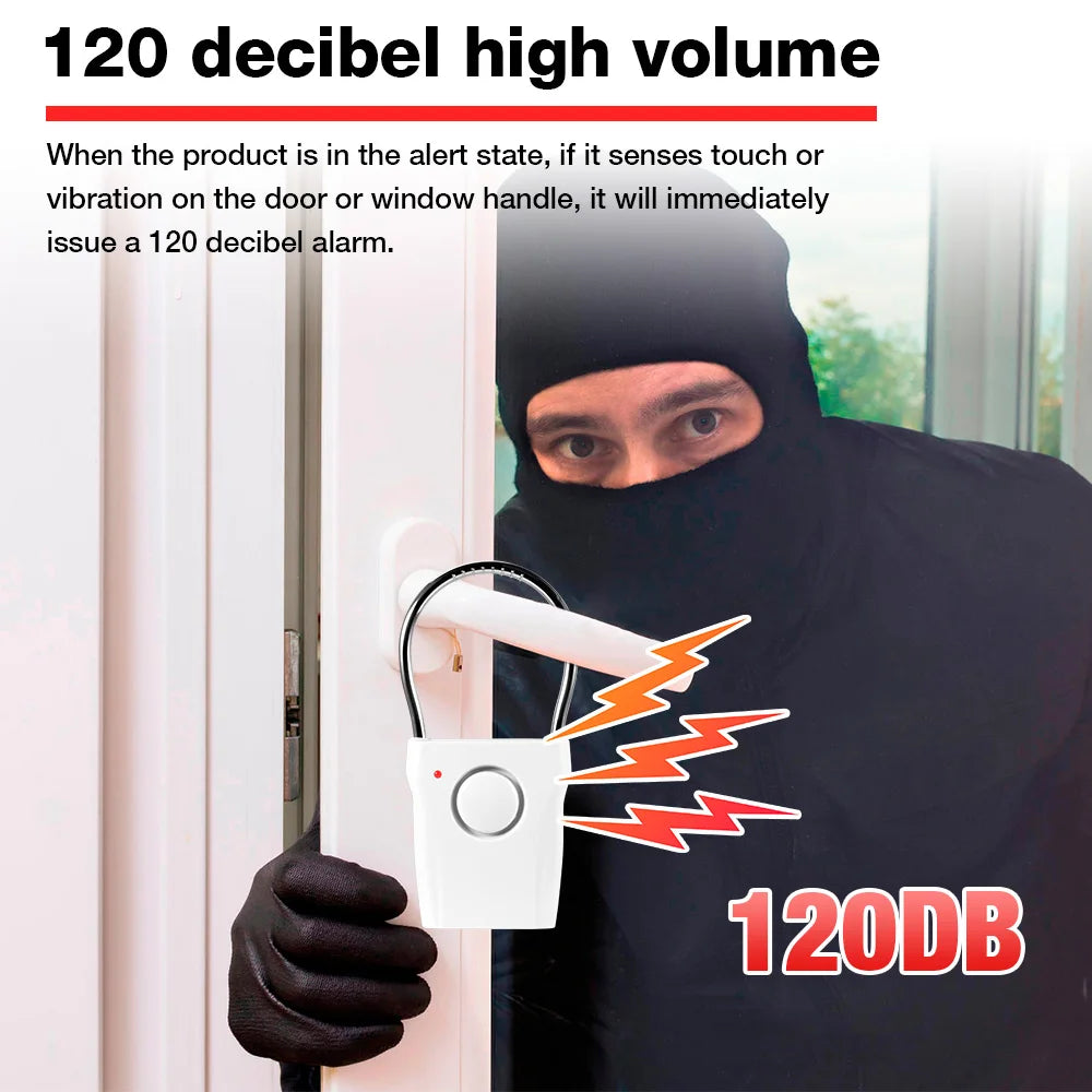 120dB Door Handle Alarm Door Security Alarm with Adjustable Settings Alarm Equipment for Door Window for Travel Hotel Security