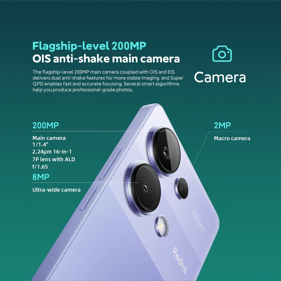 Globalna wersja Xiaomi Redmi Note 13 Pro 4G 200MP OIS Aparat 67W Helio G99 Ultra Smartfon 5 NFC 120Hz AMOLED