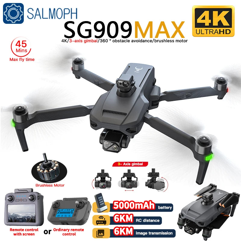 ZLL SG909 SG909MAX Professional Drone With 4K Camera GPS 3-Axis Gimbal 360 Obstacle Avoidance Touch Screen FPV Brushless RC Dron