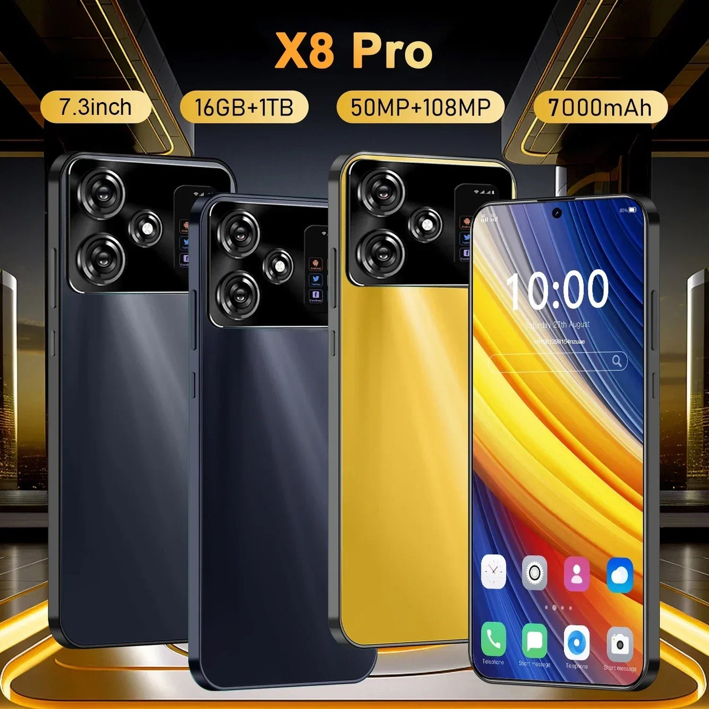 Nowy oryginalny X8 Pro 7,3 cala Ultra HD 22 GB + 2048 GB 72 MP + 108 MP 8000 mAh duża bateria Android 14 Qualcomm Snapdragon 8 Gen3 Dual SIM