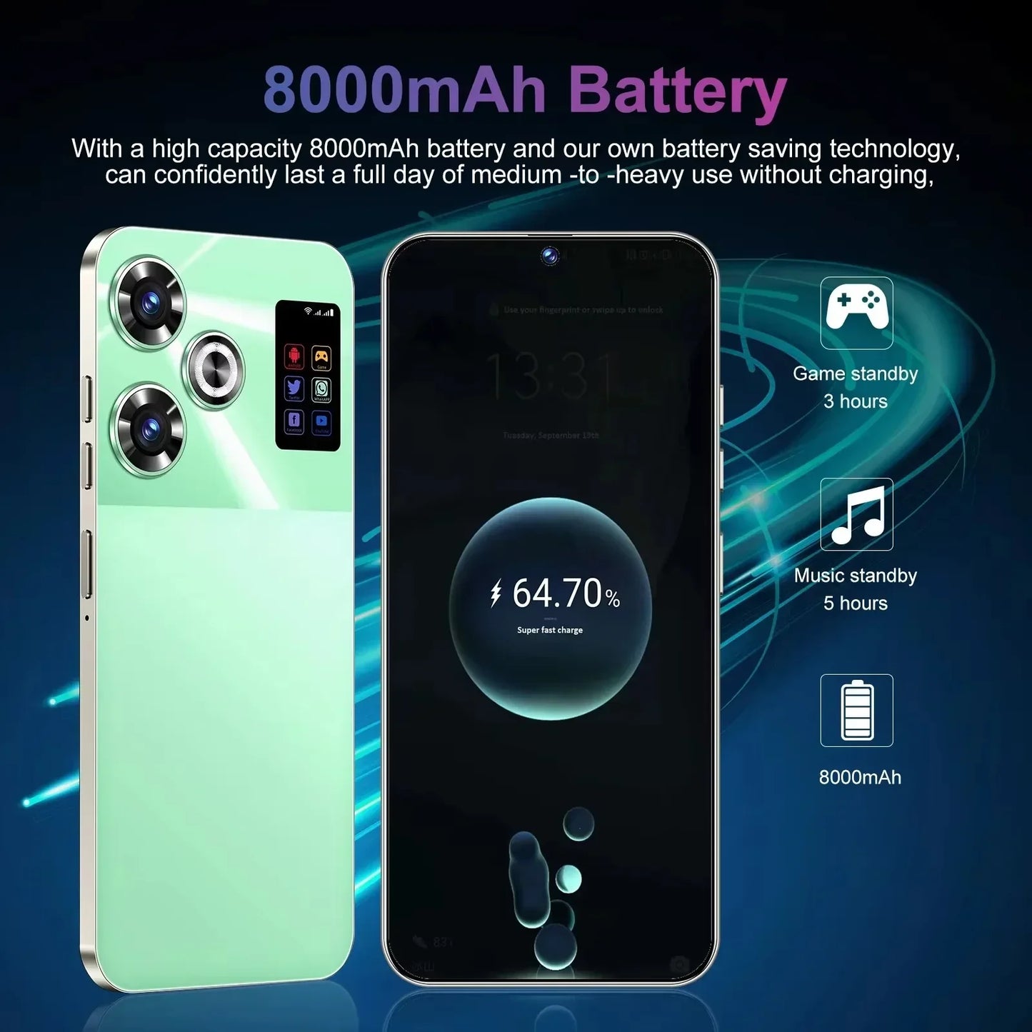 2025 M6 Pro New Smartphone 5G 7.3-inch High-definition Android 14 Snapdragon 8gen3 5G Dual SIM 8000mAh Unlocking Mobile Phone