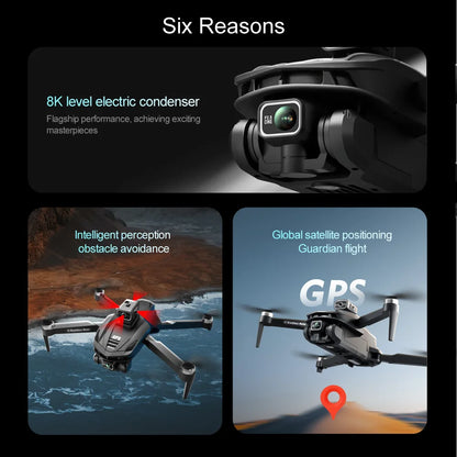 2025 V168 Pro MAX GPS Drone 8K Professional HD Camera 5G WIFI FPV 360° Obstacle Avoidance Brushless Large Screen RC Quadcopter