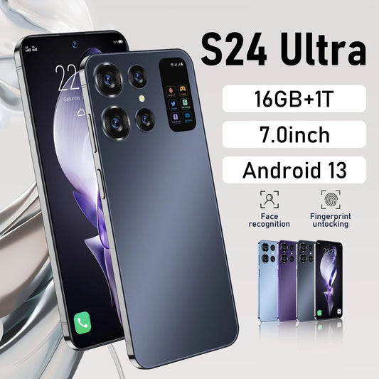 Oryginalny smartfon S24 Ultra 7.0HD Ekran 16G + 1T 7000Mah Android13 komórkowy Dual Sim Face Unlocked 5G Telefon komórkowy NFC