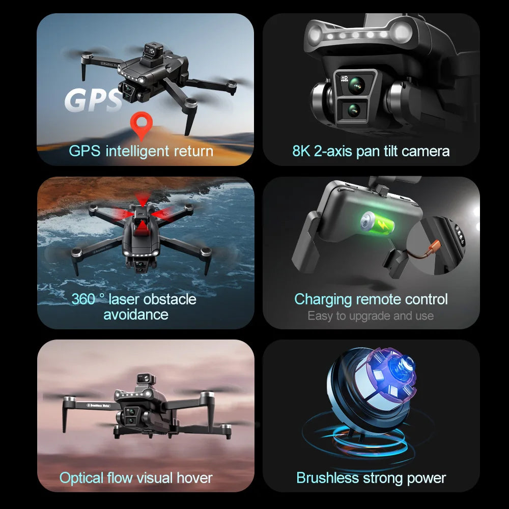 V198 GPS Drone For Xiaomi with 8k professional HD camera 5G WiFi Obstacle Avoidance Optical Flow Brushless Foldable Quadcopter