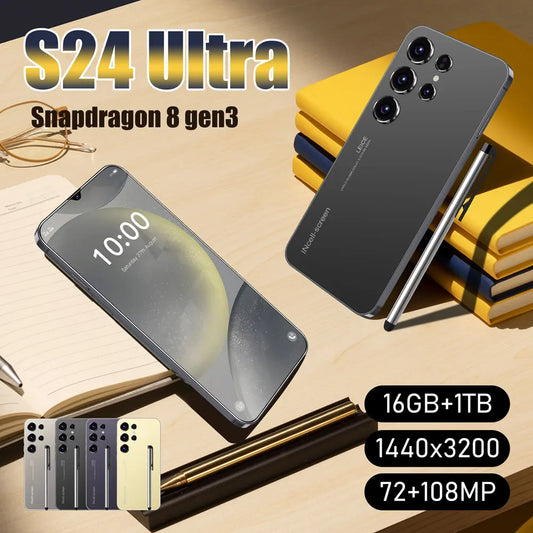 Oryginalny S24 Ultra Smartphone 5G 7.0 HD 16G+1T Android 14 Telefon komórkowy Dual Sim Face Unlocked Telefon komórkowy Telefony komórkowe Telefon