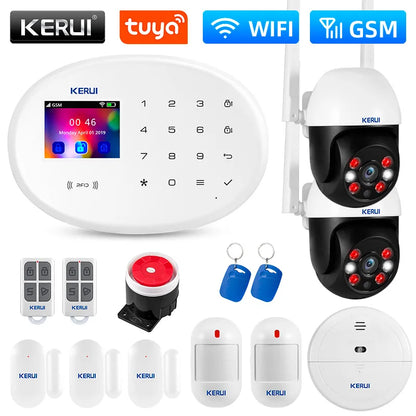 KERUI W202 WIFI GSM Alarm System Kit Security Protection Tuya Smart APP Support Alexa z czujnikiem ruchu Detektor Sprzęt AGD