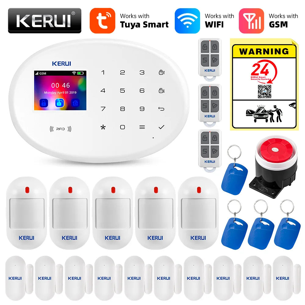 KERUI Alarm System For Home Burglar Security 433MHz WiFi GSM Alarm Wireless Tuya Smart House App Control Motion Detector Sensor