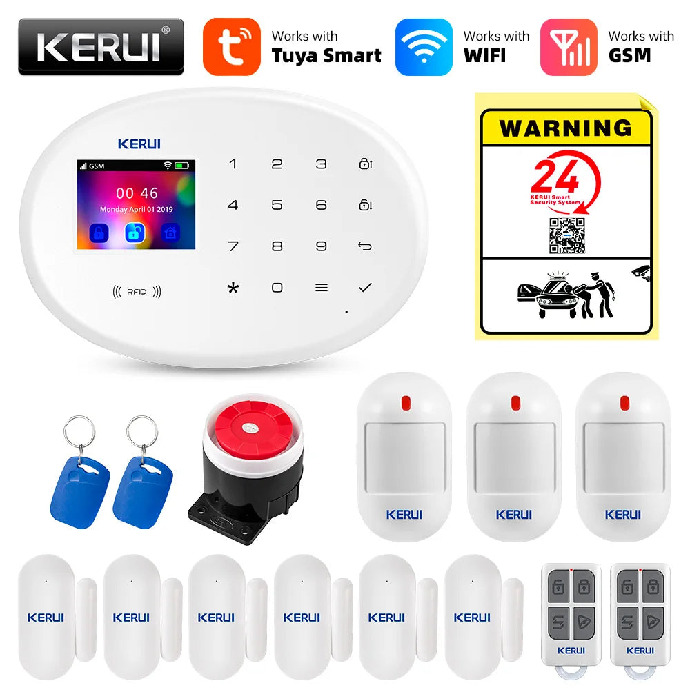 KERUI Alarm System For Home Burglar Security 433MHz WiFi GSM Alarm Wireless Tuya Smart House App Control Motion Detector Sensor