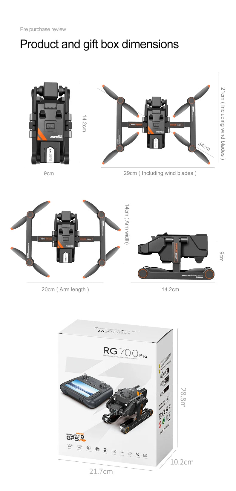 RG700 GPS Drone 8K Professional HD Dual Camera 5G Wifi Obstacle Avoidance Brushless Foldable Quadcopter RC Distance 2KM Drones