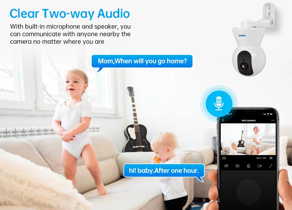 KERUI 4K 8MP Tuya Smart Mini WiFi Kamera IP Automatyczne śledzenie wideo Bezpieczeństwo domowe Nadzór Kot Zwierzęta Pies Kamera Baby Monitor