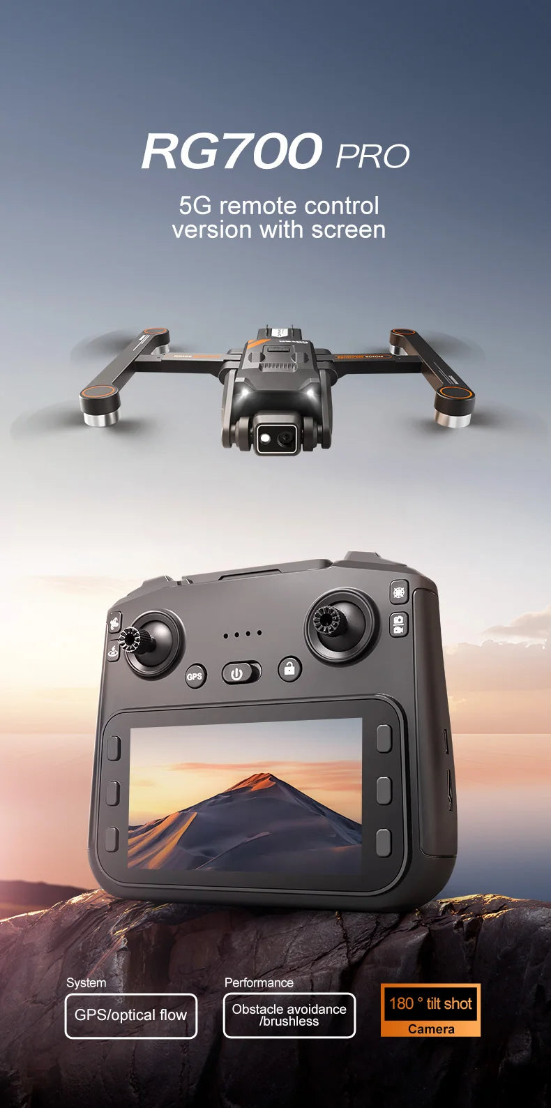 RG700 GPS Drone 8K Professional HD Dual Camera 5G Wifi Omijanie przeszkód Bezszczotkowy składany quadrocopter RC Odległość 2KM Drony