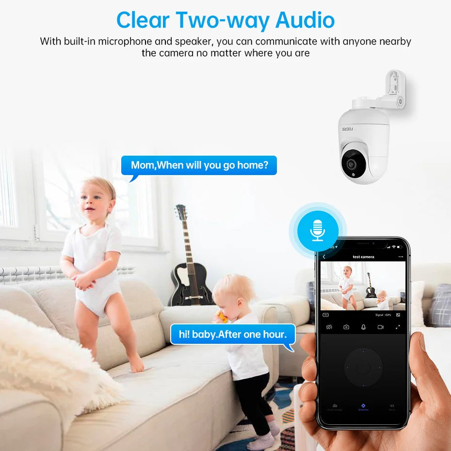 FUERS 4K 8MP WiFi IP Camera With Adjustable Bracket Tuya Smart Home Security Wireless Surveillance Camera Baby Monitor Mini Cam