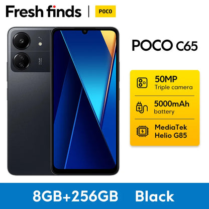 Wersja globalna POCO C65 NFC 6 GB + 128 GB / 8 GB + 256 GB MediaTek Helio G85 6,74" 90 Hz Wyświetlacz 50 MP Potrójny aparat Bateria 5000 mAh