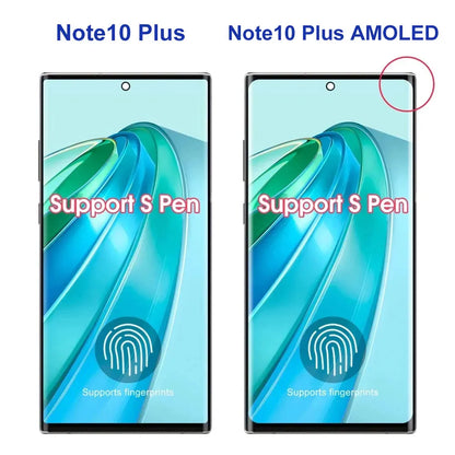 Ekran AMOLED Note 10 Plus do Samsung Galaxy Note10+ N975F Wyświetlacz LCD Ekran dotykowy z ramką Obsługa rysika S Pen Odciski palców