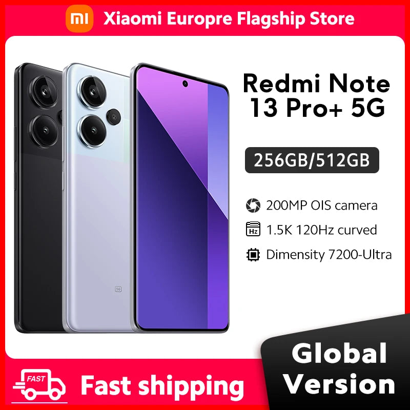 Global Version Xiaomi Redmi Note 13 Pro Plus 5G Smartphone 256GB / 512GB ROM 200MP OIS Camera 120W HyperCharge 6.67" AMOLED