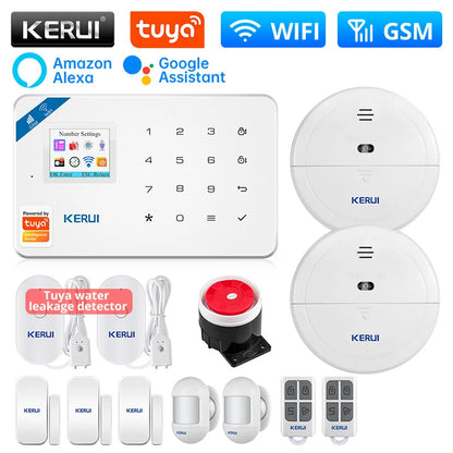 KERUI W181 Alarm System for Home WIFI GSM Alarm Support Alexa Tuya Smart Motion Sensor Door Sensor Detector Siren RFID