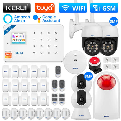 KERUI W181 Tuya Wireless Home WIFI GSM Alarm Home Security With Motion Detector Sensor Burglar Alarm System Support Alexa&Google