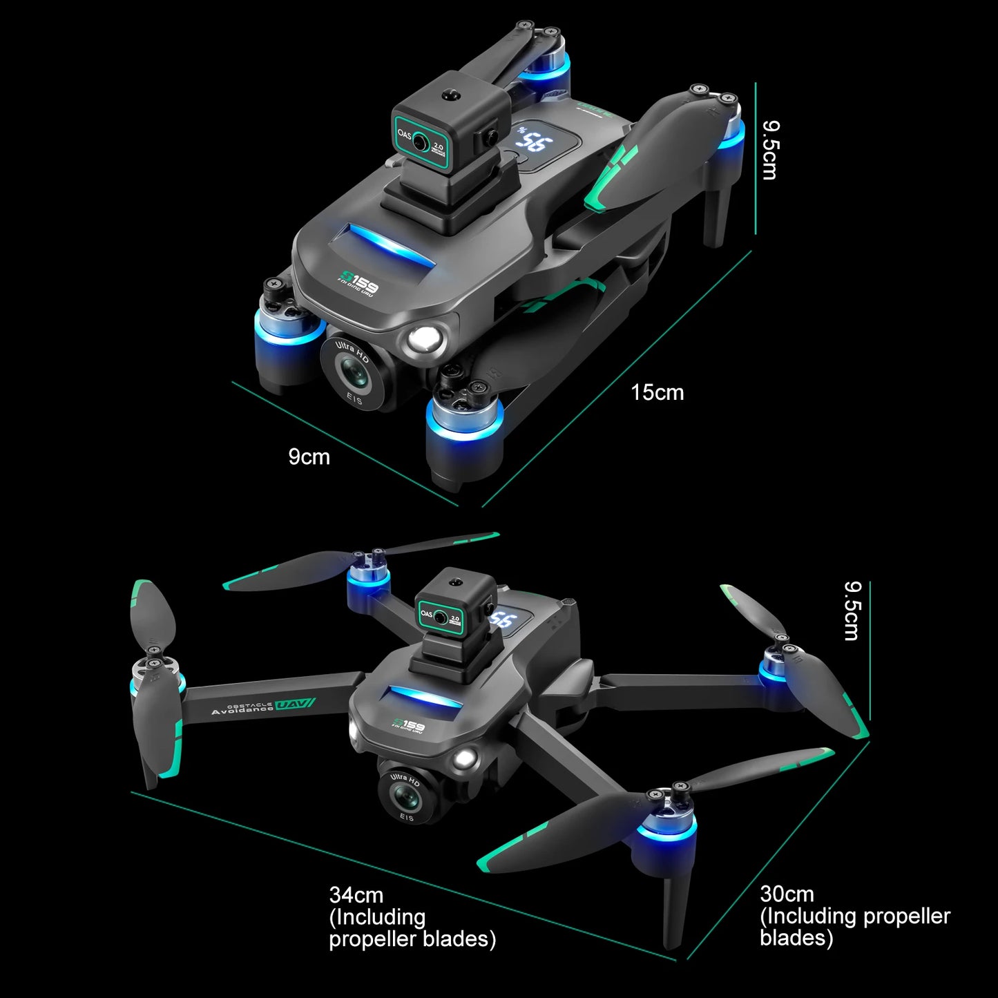 2024 Nowy S159 Drone Professional 8k Kamera Czteroosiowa Fotografia Lotnicza Z Ekranem Zdalne Sterowanie 5G WIFI GPS FPV Dron RC 5000M