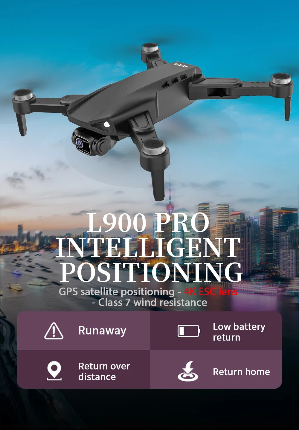 Dron L900 PRO SE 4K Profesjonalny GPS 5G WIFI Bezszczotkowy silnik Podwójna kamera Dron Składany RC Quadcopter FPV Helikopter L900 SE MAX