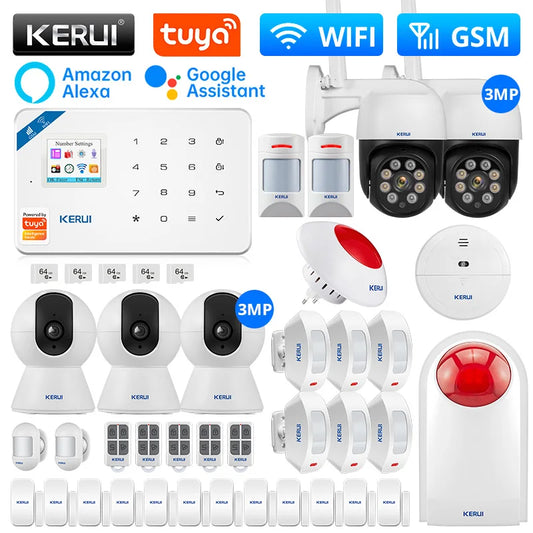 KERUI W181 Tuya Bezprzewodowy domowy alarm WIFI GSM Bezpieczeństwo domowe z czujnikiem ruchu System alarmowy antywłamaniowy Wsparcie Alexa i Google