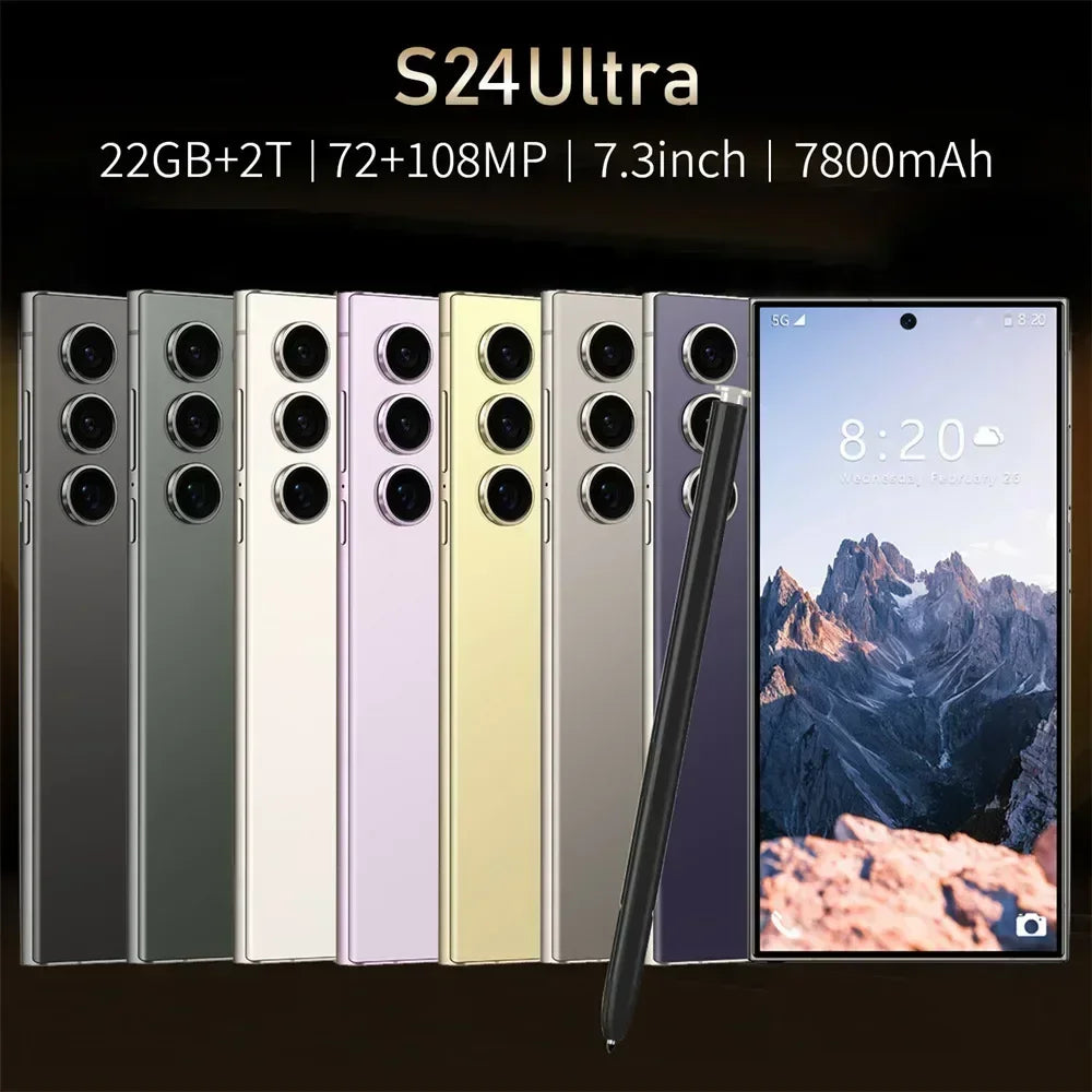 S24 Ultra 7.3HD Mobile Phones Original Smartphone 5G Dual SIM Android 14 Cell Phone Snapdragon 8 gen 3 Global Version Cellphones