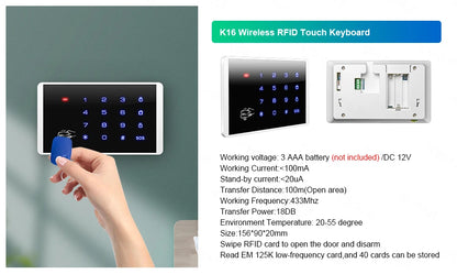 KERUI W181 Alarm System for Home WIFI GSM Alarm Support Alexa Tuya Smart Motion Sensor Door Sensor Detector Siren RFID